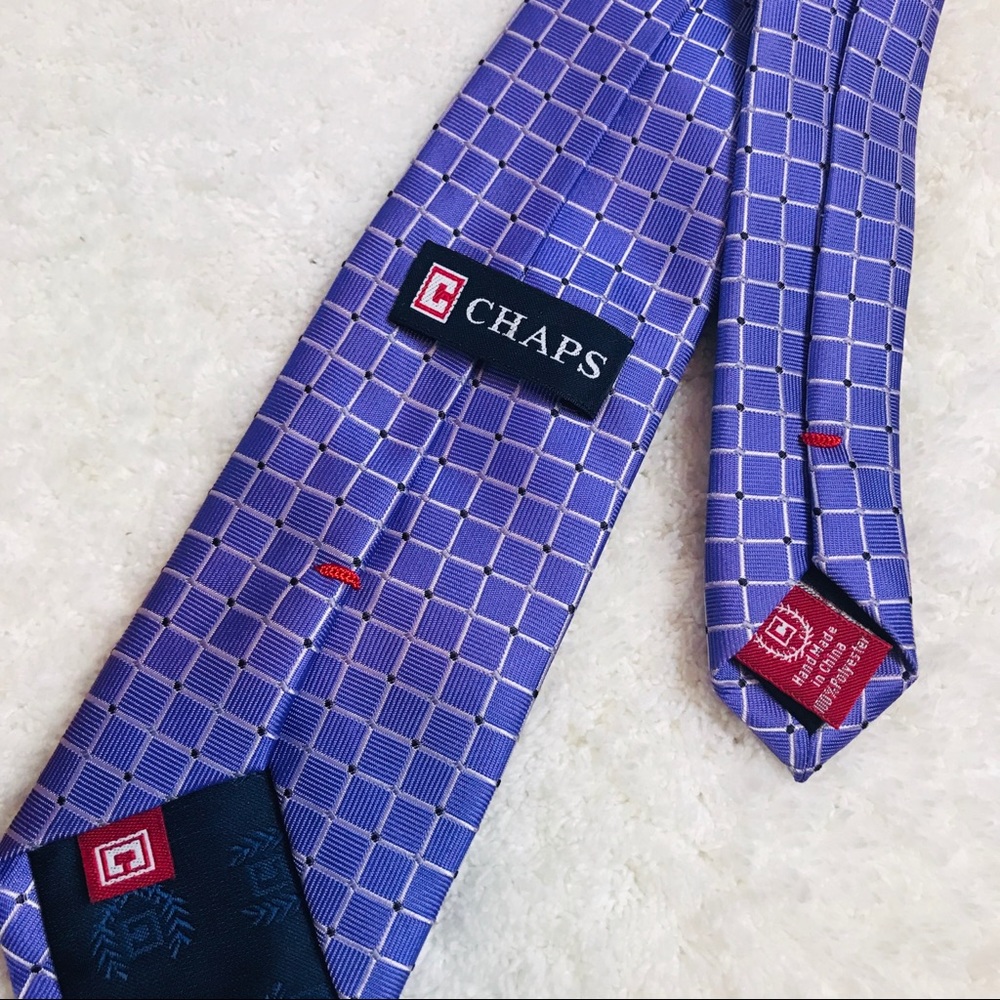 Chaps Tie Purple Clip On Boy’s Tie Purple Check - Picture 3 of 4